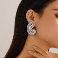 Thumbnail for Metallic Chunky Conch Shaped Stud Earrings