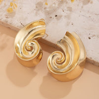 Thumbnail for Metallic Chunky Conch Shaped Stud Earrings