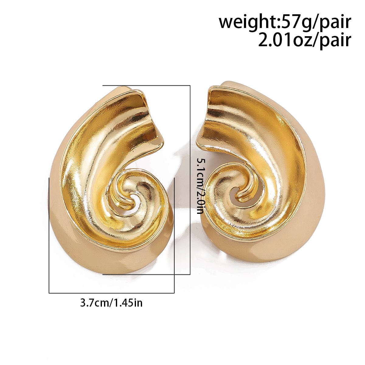 Metallic Chunky Conch Shaped Stud Earrings