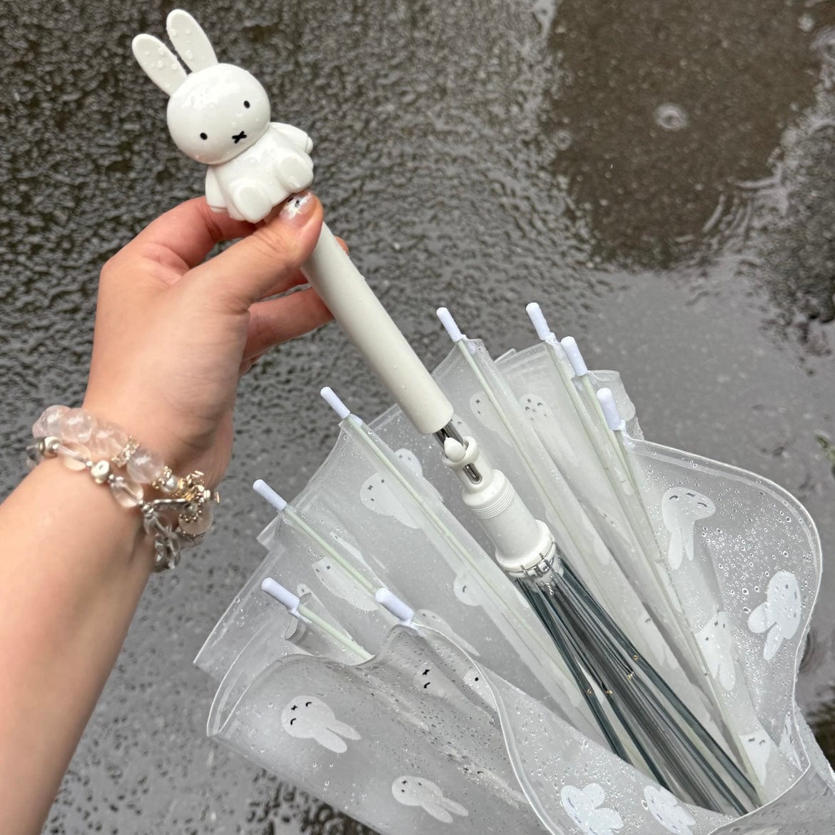 Miffy Frosted Transparent Long Handle Umbrella - ArtGalleryZen
