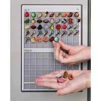 Thumbnail for Hand holding small pixelated items in front of a grid display with similar items.