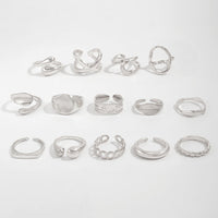 Thumbnail for Minimalist 14pcs Chunky Hollow Waterdrop Ring Set - ArtGalleryZen