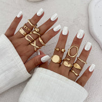 Thumbnail for Minimalist 14pcs Chunky Hollow Waterdrop Ring Set - ArtGalleryZen