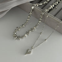 Thumbnail for Minimalist 2pcs Heart Pendant Irregular Beaded Chain Necklace Set - ArtGalleryZen