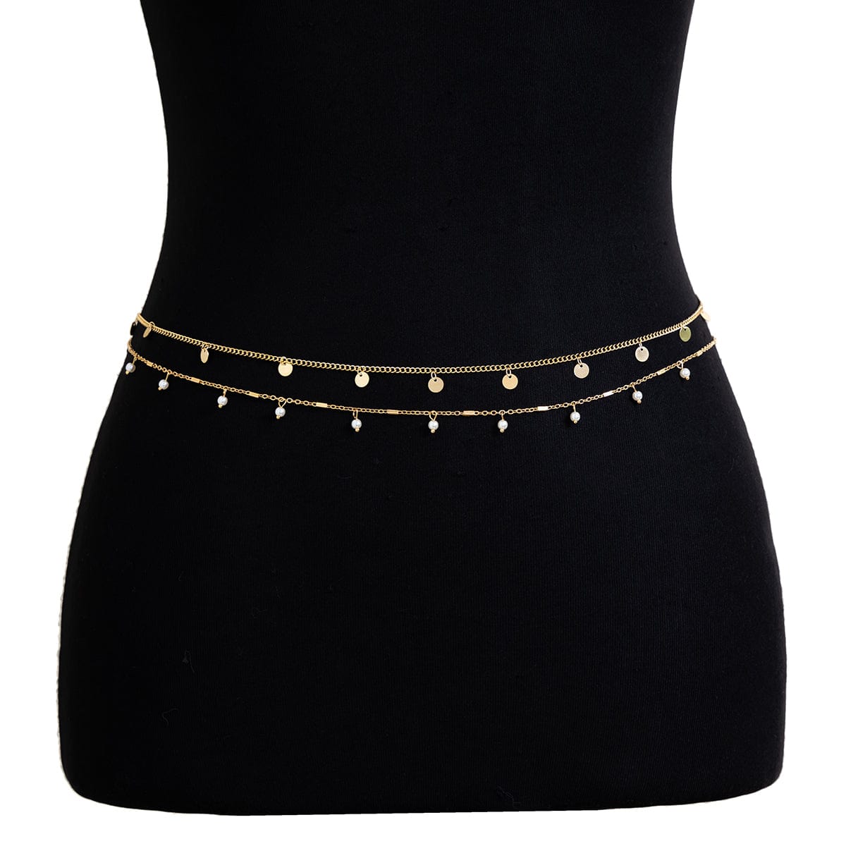 Minimalist 2Pcs Pearl Sequin Belly Chain Set