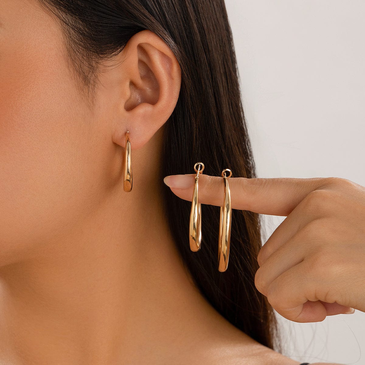 Minimalist 3 Pairs Gold Silver Tone Hoop Earrings Set