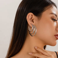 Thumbnail for Minimalist 3 Pairs Gold Silver Tone Hoop Earrings Set