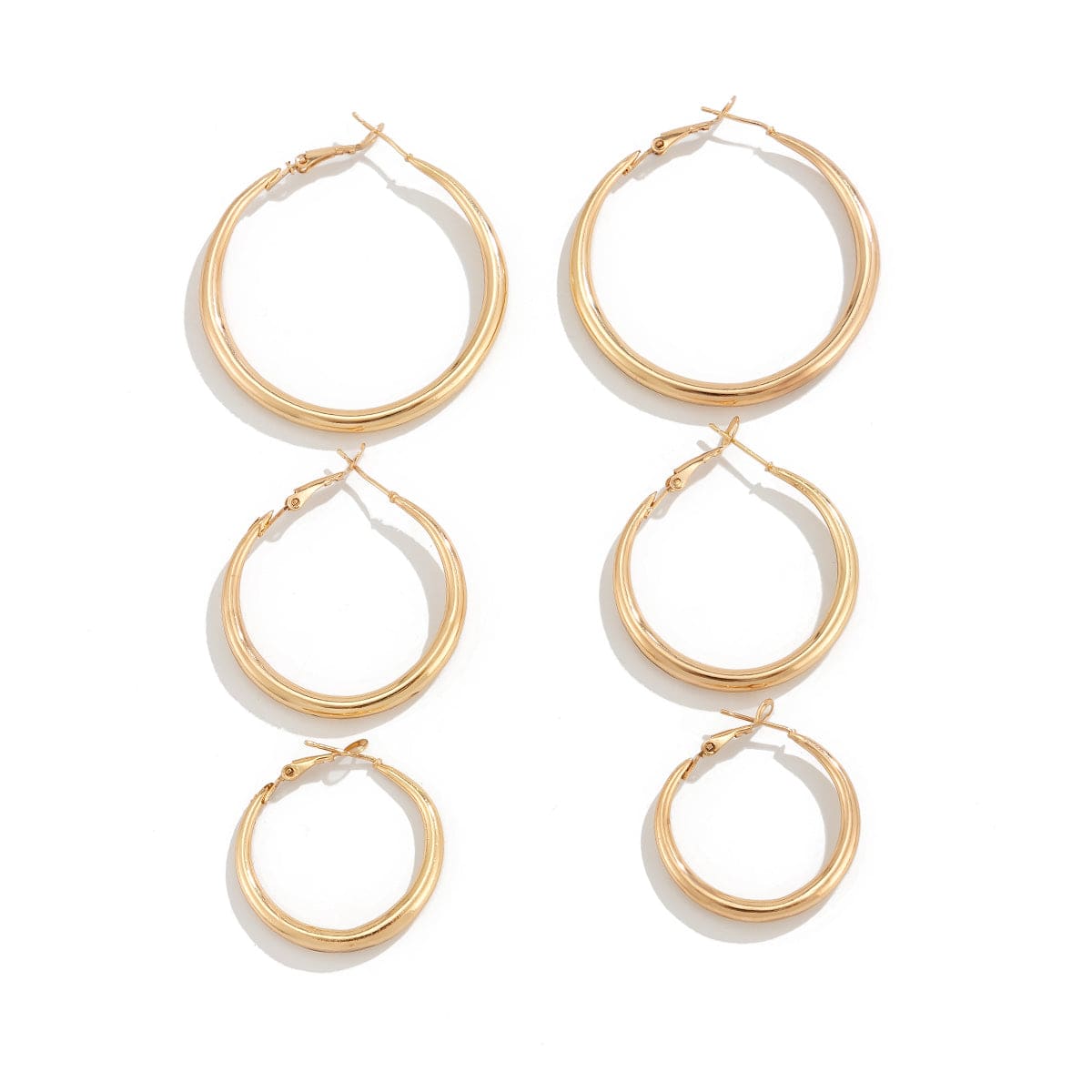 Minimalist 3 Pairs Gold Silver Tone Hoop Earrings Set