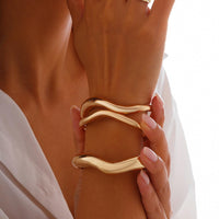 Thumbnail for Minimalist 3Pcs Curved Open Bangle Bracelet Set - ArtGalleryZen