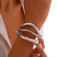 Thumbnail for Minimalist 3Pcs Curved Open Bangle Bracelet Set - ArtGalleryZen