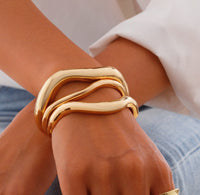 Thumbnail for Minimalist 3Pcs Curved Open Bangle Bracelet Set - ArtGalleryZen