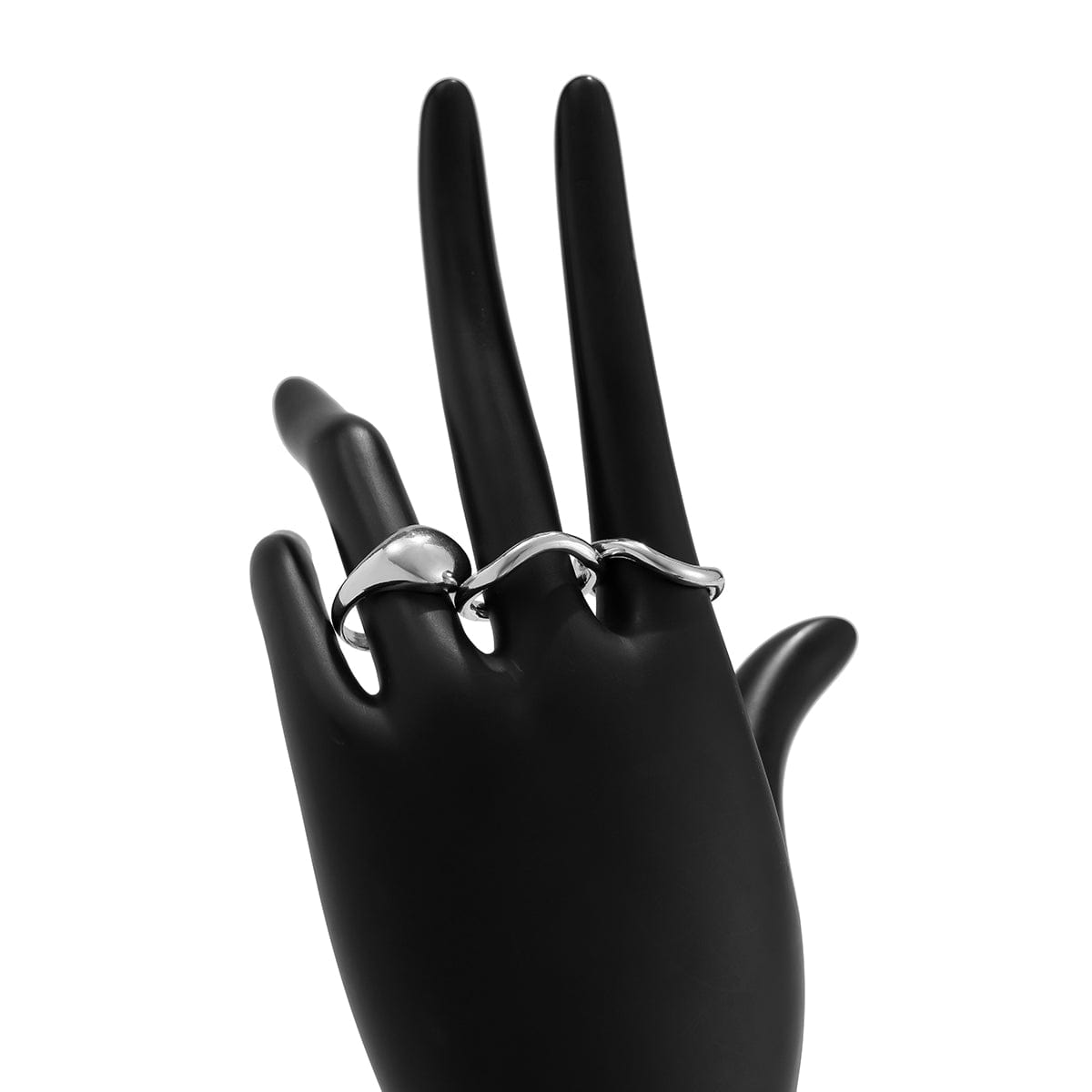 Minimalist 3Pcs Glossy Curved Ring Set