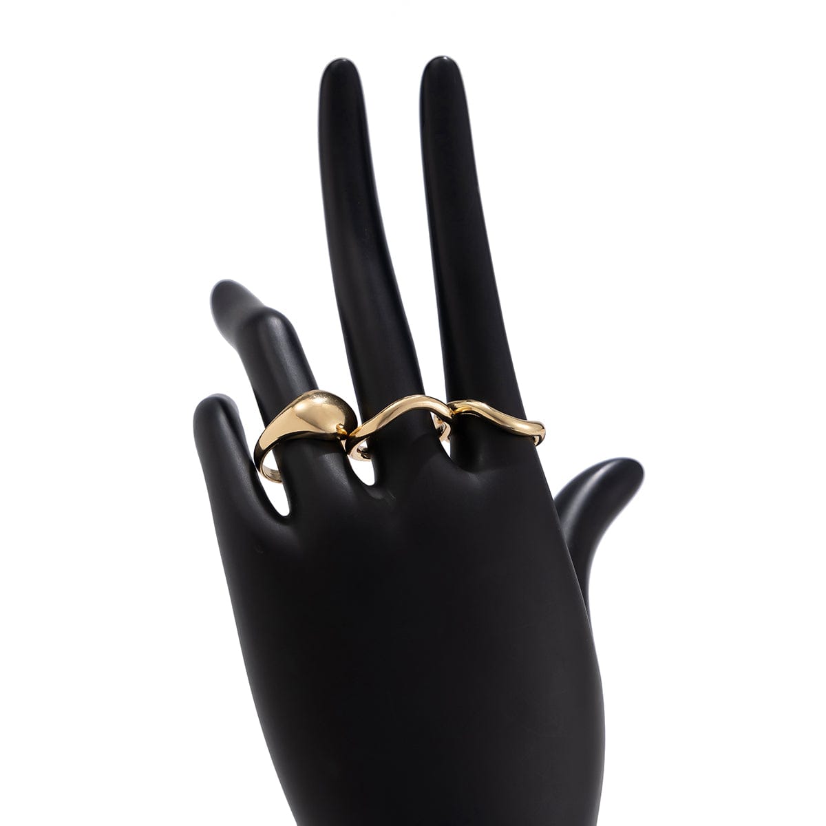 Minimalist 3Pcs Glossy Curved Ring Set