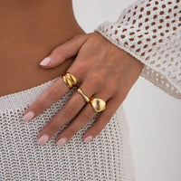Thumbnail for Minimalist 3pcs Gold Silver Plated Asymmetric Curved Ring Set - ArtGalleryZen