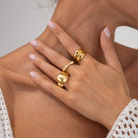 Thumbnail for Minimalist 3pcs Gold Silver Plated Asymmetric Curved Ring Set - ArtGalleryZen