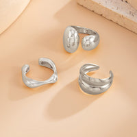 Thumbnail for Minimalist 3pcs Gold Silver Plated Asymmetric Curved Ring Set - ArtGalleryZen