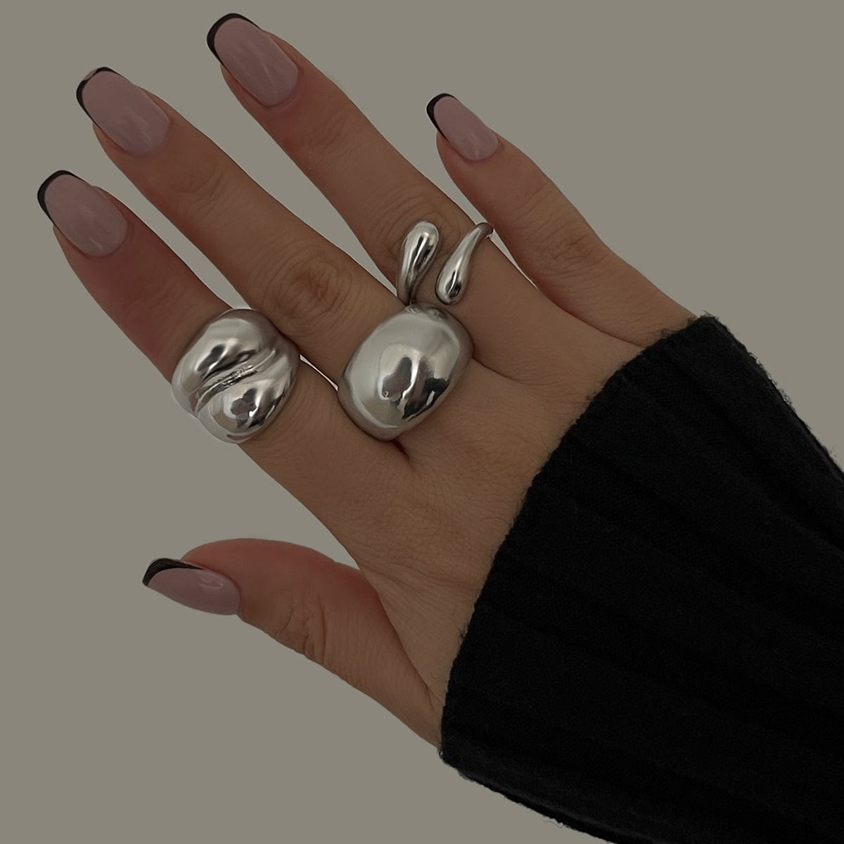 Minimalist 3pcs Gold Silver Plated Chunky Open Ring Set