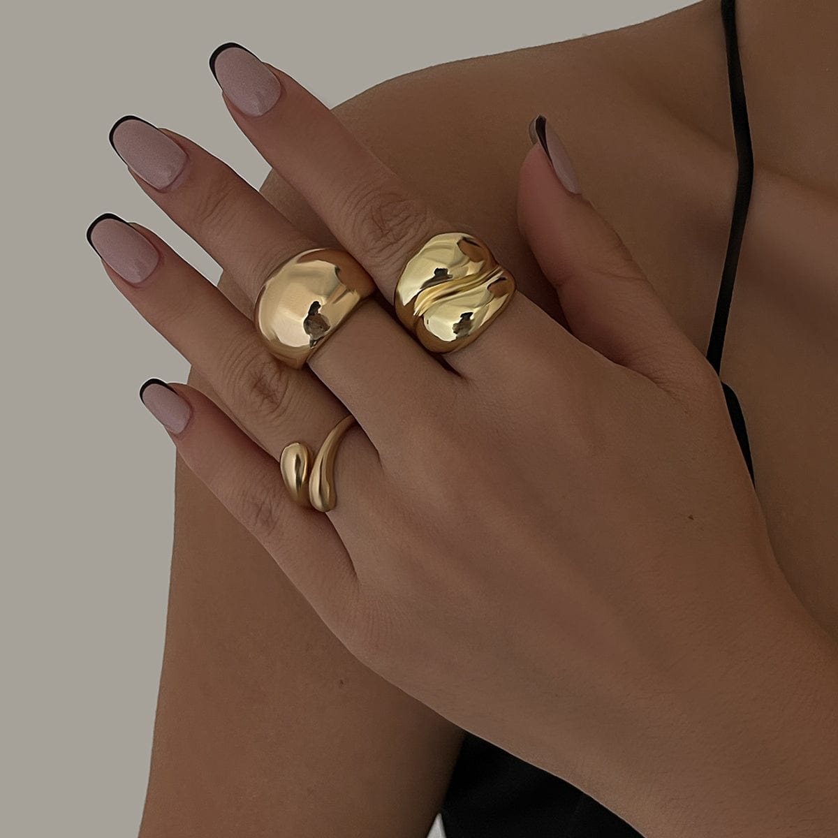 Minimalist 3pcs Gold Silver Plated Chunky Open Ring Set