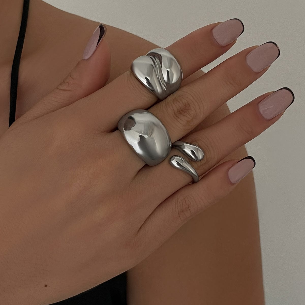 Minimalist 3pcs Gold Silver Plated Chunky Open Ring Set