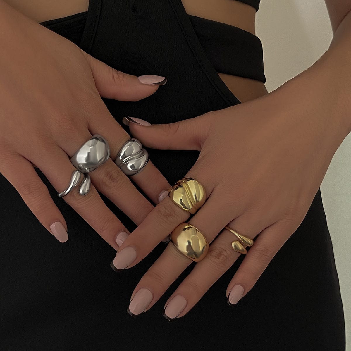 Minimalist 3pcs Gold Silver Plated Chunky Open Ring Set