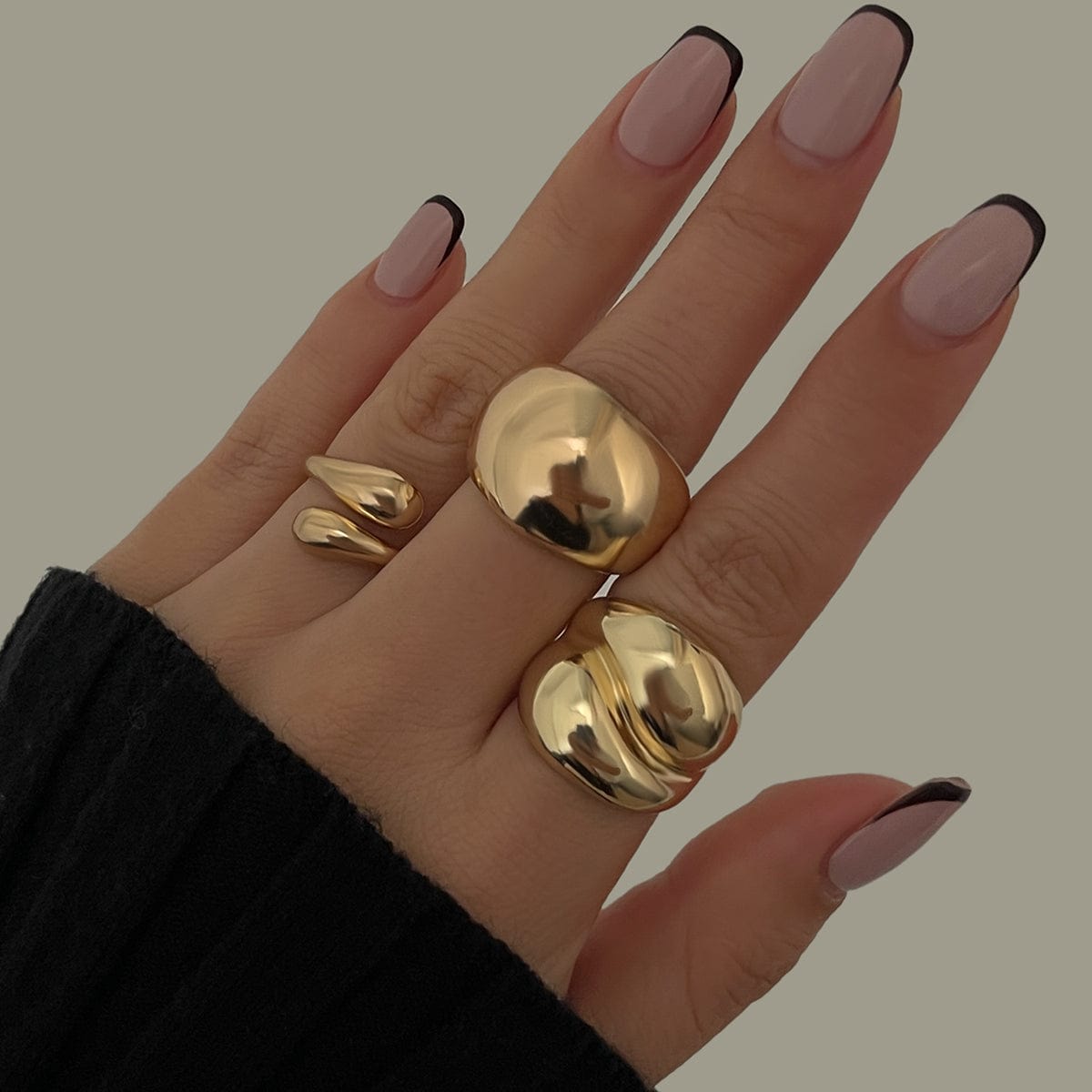 Minimalist 3pcs Gold Silver Plated Chunky Open Ring Set