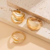 Thumbnail for Minimalist 3pcs Gold Silver Plated Chunky Open Ring Set