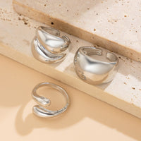 Thumbnail for Minimalist 3pcs Gold Silver Plated Chunky Open Ring Set