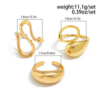 Thumbnail for Minimalist 3pcs Gold Silver Plated Curved Hollow Ring Set - ArtGalleryZen