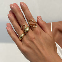 Thumbnail for Minimalist 3pcs Gold Silver Plated Curved Hollow Ring Set - ArtGalleryZen