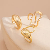 Thumbnail for Minimalist 3pcs Gold Silver Plated Curved Hollow Ring Set - ArtGalleryZen