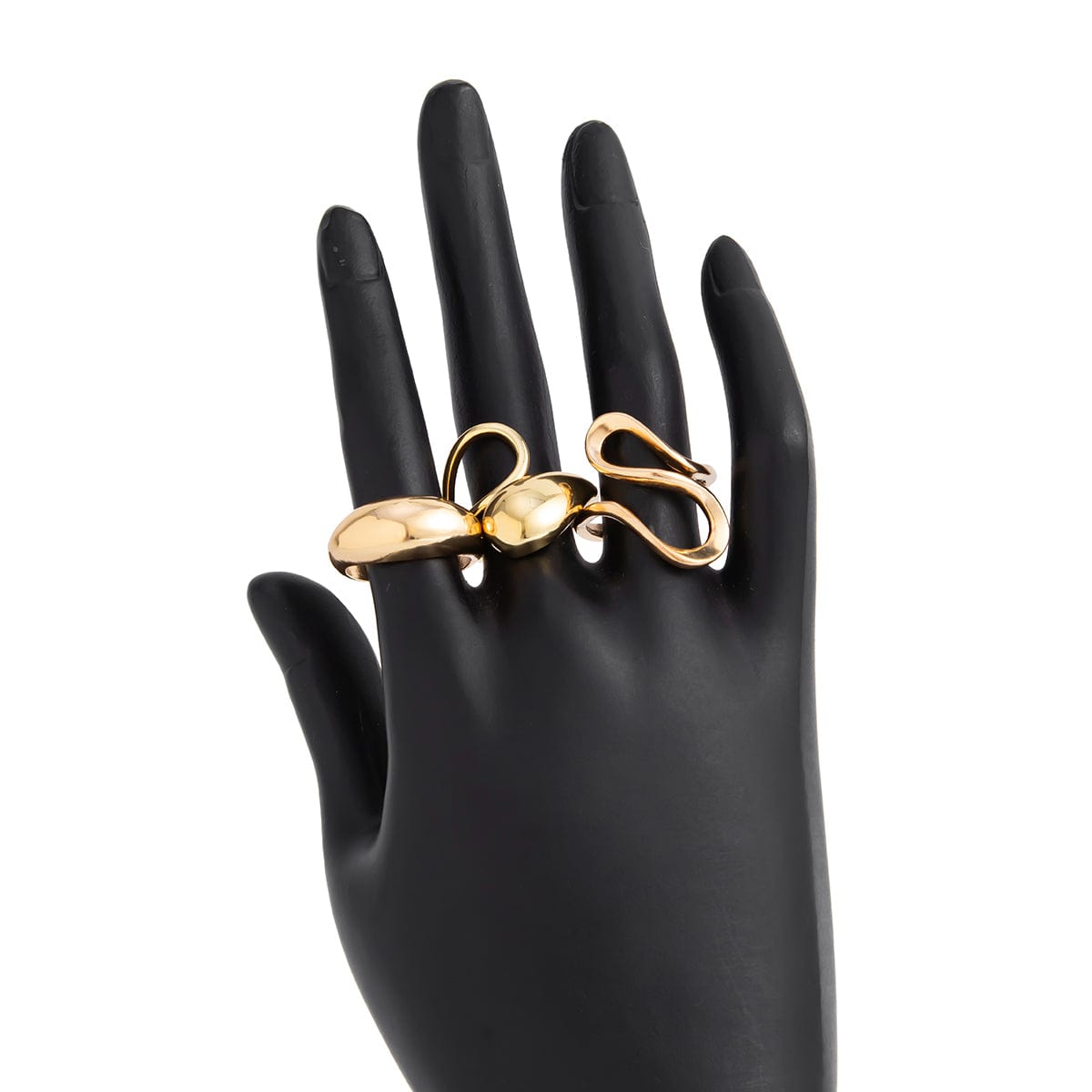 Minimalist 3pcs Gold Silver Plated Curved Hollow Ring Set - ArtGalleryZen