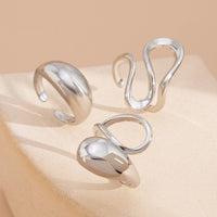 Thumbnail for Minimalist 3pcs Gold Silver Plated Curved Hollow Ring Set - ArtGalleryZen