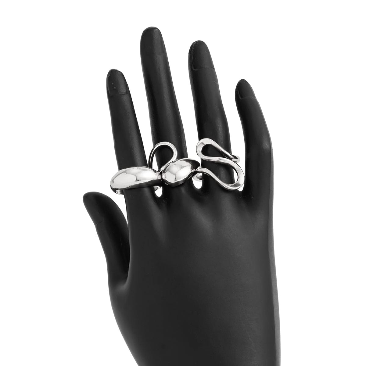 Minimalist 3pcs Gold Silver Plated Curved Hollow Ring Set - ArtGalleryZen