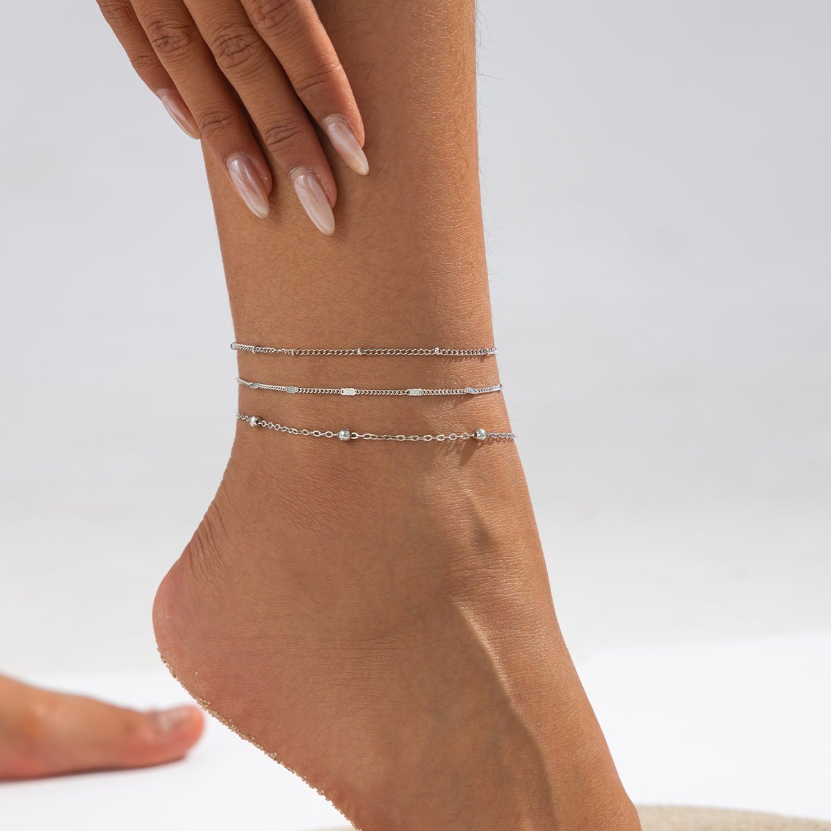 Minimalist 3pcs Saturn Chain Anklet Set - ArtGalleryZen