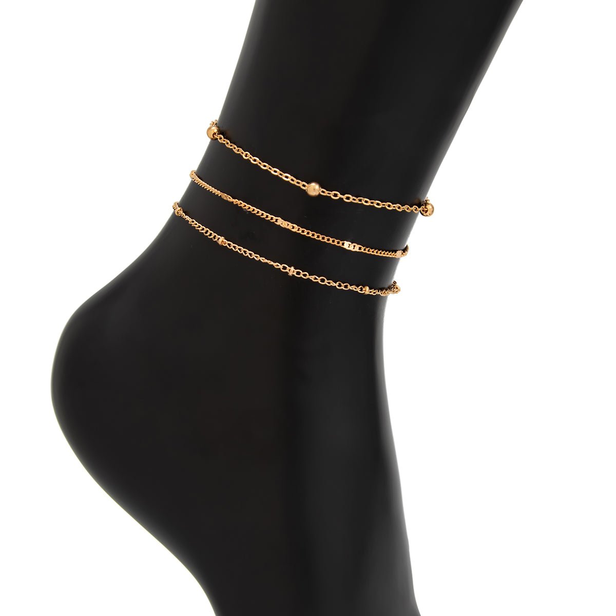 Minimalist 3pcs Saturn Chain Anklet Set - ArtGalleryZen