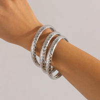 Thumbnail for Minimalist 3pcs Textured Cut Surface Bangle Bracelet Set