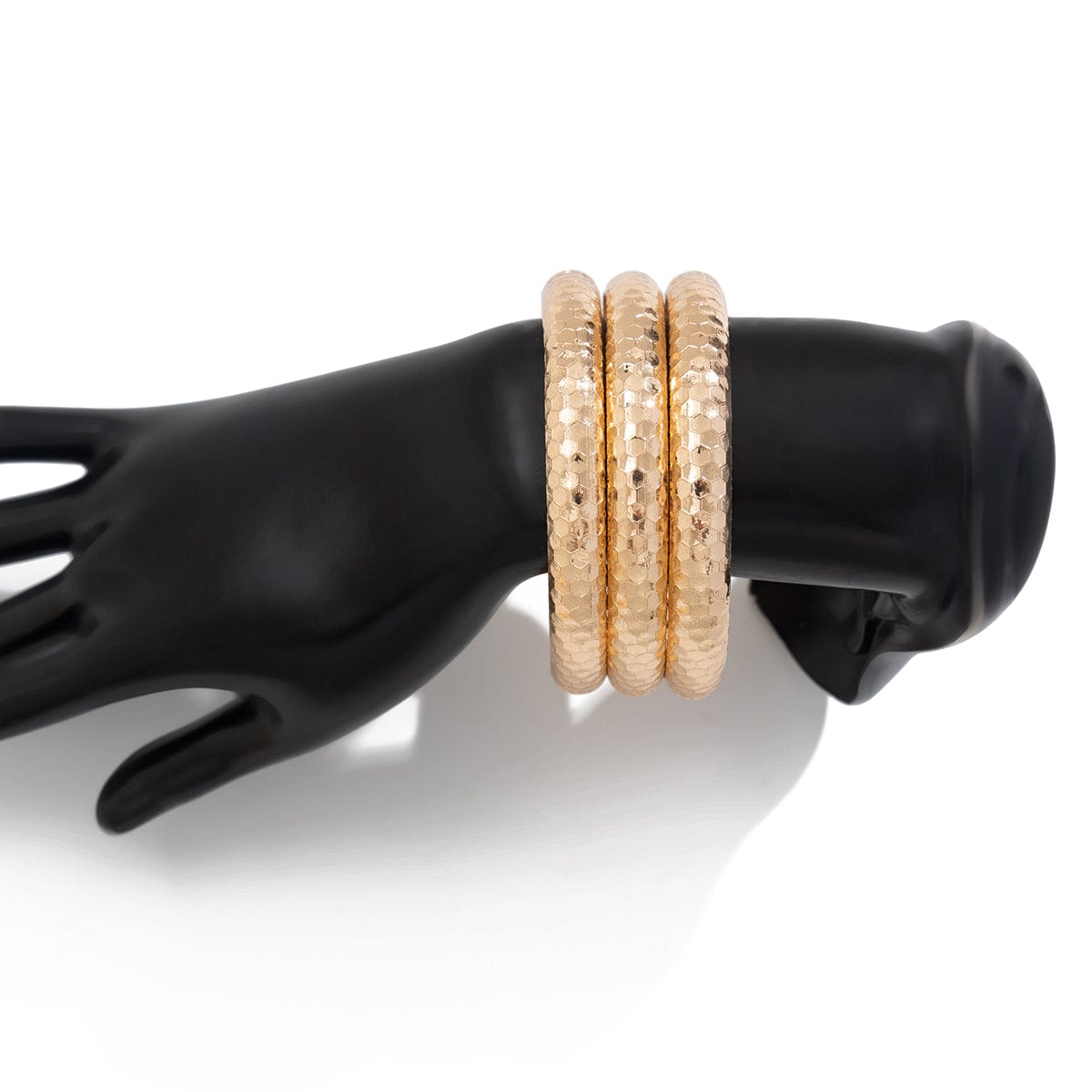 Minimalist 3pcs Textured Cut Surface Bangle Bracelet Set