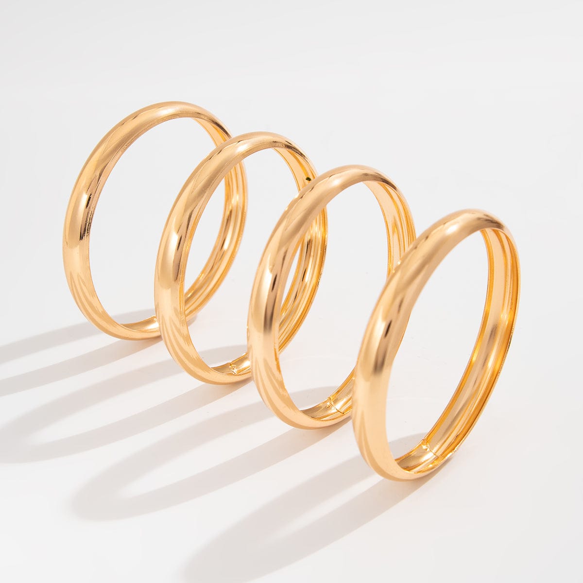 Minimalist 4pcs Gold Silver Plated Glossy Bangle Bracelet Set - ArtGalleryZen