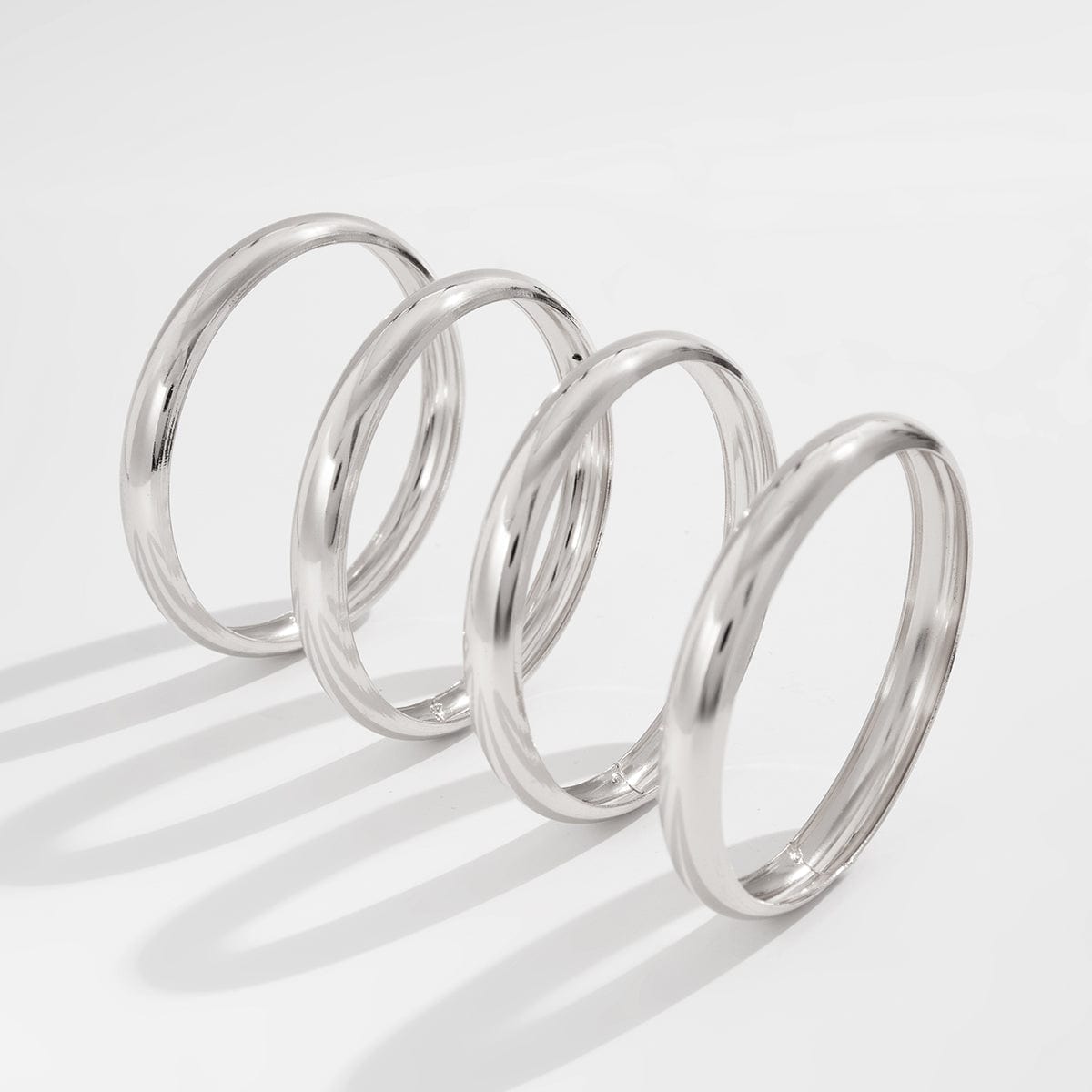 Minimalist 4pcs Gold Silver Plated Glossy Bangle Bracelet Set