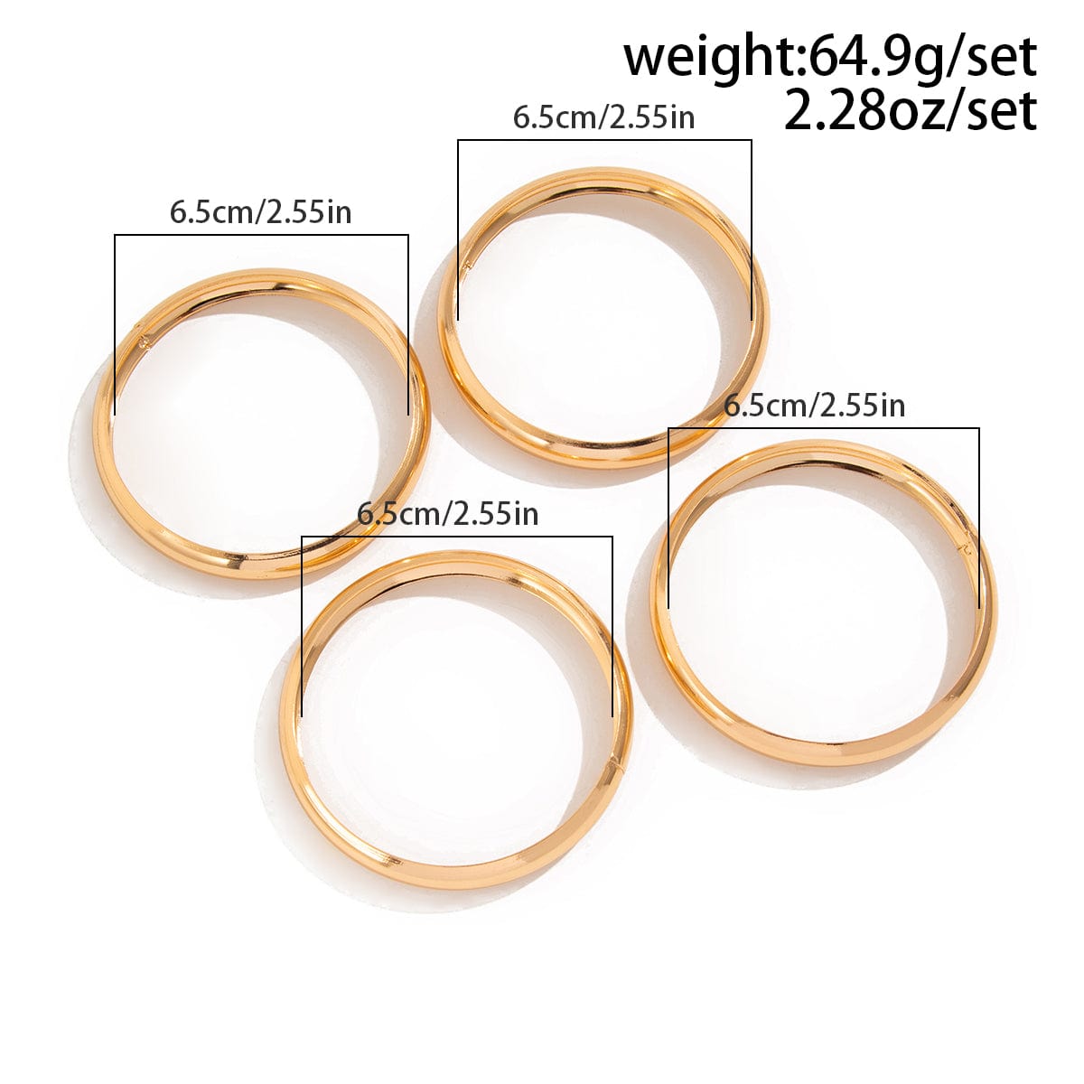 Minimalist 4pcs Gold Silver Plated Glossy Bangle Bracelet Set