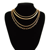 Thumbnail for Minimalist 4pcs Gold Tone Cable Rope Snake Chain Necklace Set