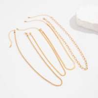 Thumbnail for Minimalist 4pcs Gold Tone Cable Rope Snake Chain Necklace Set