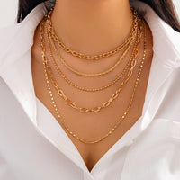 Thumbnail for Minimalist 5pcs Gold Plated Cable Rope Ball Chain Necklace Set