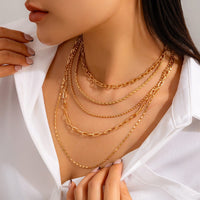 Thumbnail for Minimalist 5pcs Gold Plated Cable Rope Ball Chain Necklace Set