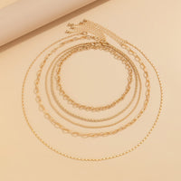 Thumbnail for Minimalist 5pcs Gold Plated Cable Rope Ball Chain Necklace Set