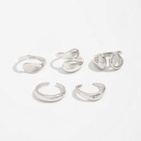 Thumbnail for Minimalist 5pcs Gold Silver Plated Hollow Waterdrop Ring Set - ArtGalleryZen