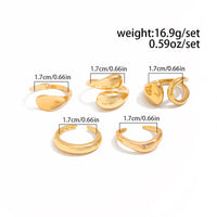 Thumbnail for Minimalist 5pcs Gold Silver Plated Hollow Waterdrop Ring Set - ArtGalleryZen