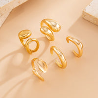 Thumbnail for Minimalist 5pcs Gold Silver Plated Hollow Waterdrop Ring Set - ArtGalleryZen
