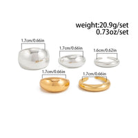 Thumbnail for Minimalist 5pcs Gold Silver Tone Glossy Chunky Ring Set - ArtGalleryZen
