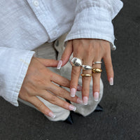 Thumbnail for Minimalist 5pcs Gold Silver Tone Glossy Chunky Ring Set - ArtGalleryZen